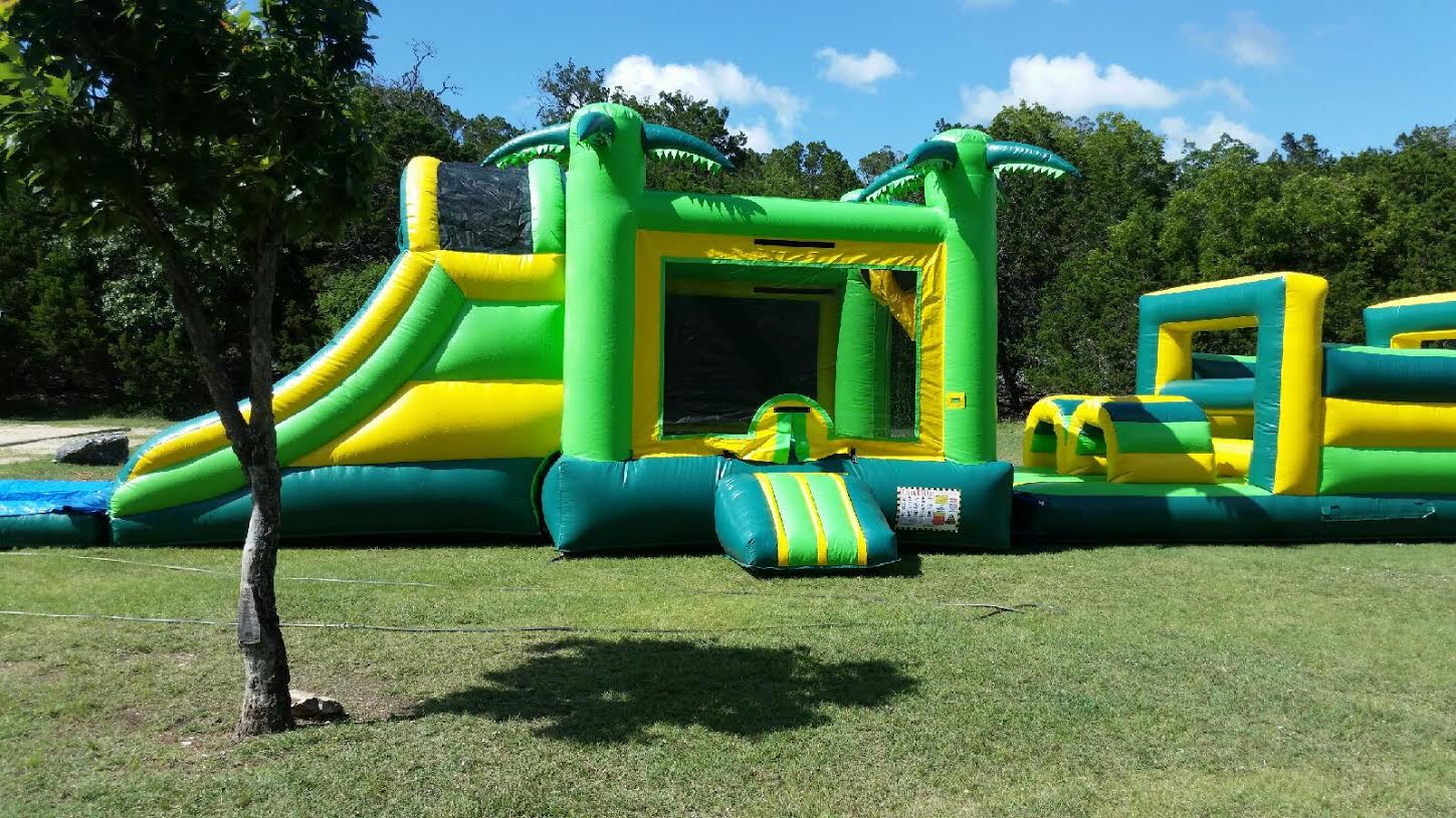 65' Tropical Obstacle Course With Pool (side view)