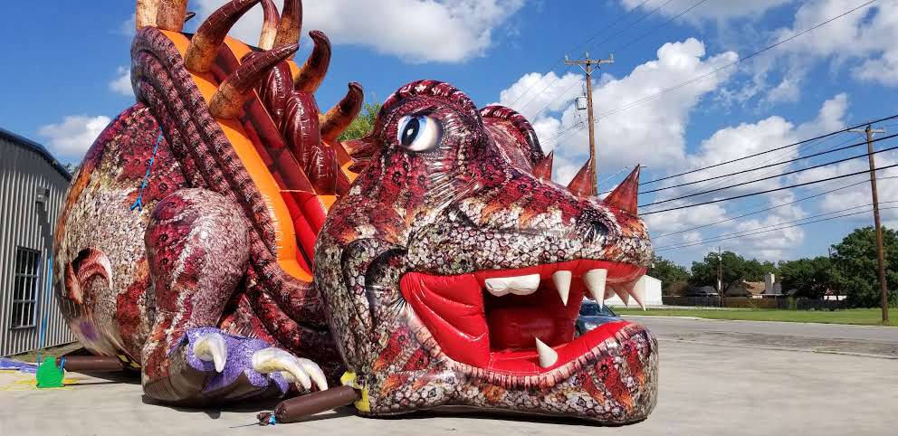 Inflatable Dinosaur Slide - 85 foot Slideasaurus - JumpNslideTexas!